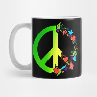 Love Hippie Mandala Hearts Peace sign Mug